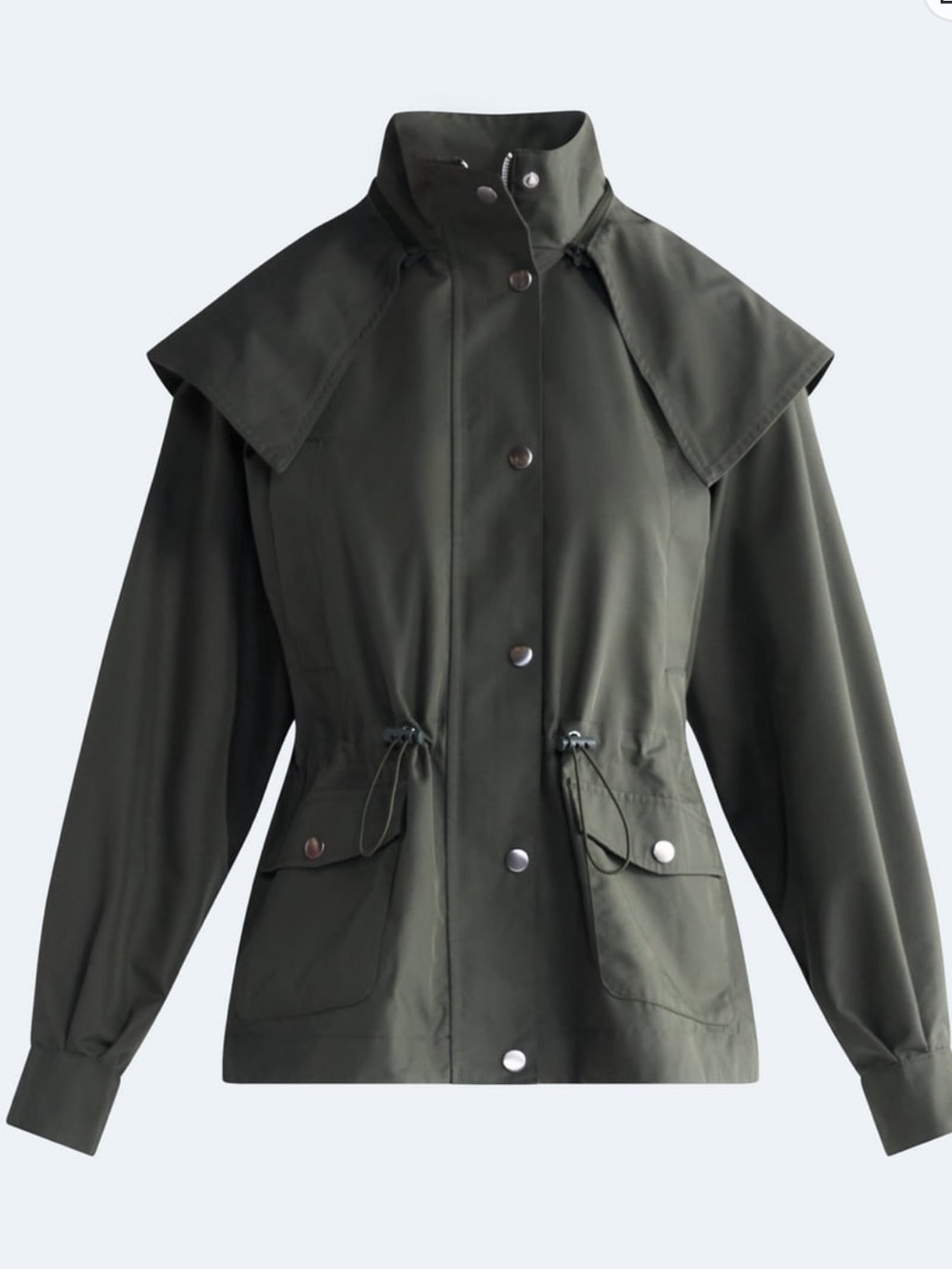 Free Assembly Cinched Utility Jacket with Removable Hood